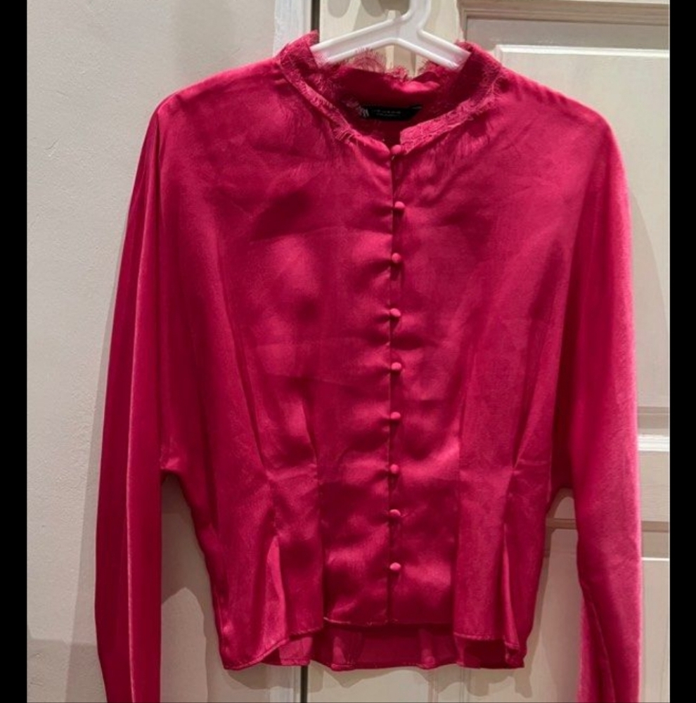 Zara Satin Button Down Shirt